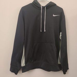 Nike Therma-Fit Hoodie Sweatshirt Fleece Lined Swoosh Black Gray L